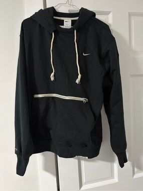 Nike Black Hoodie with White Drawcords and Front Zip